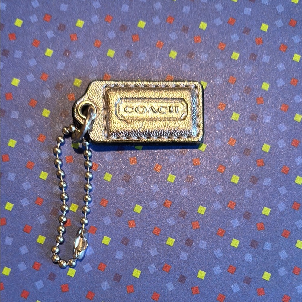 Mini Coach Metallic Silver Tag Keychain
